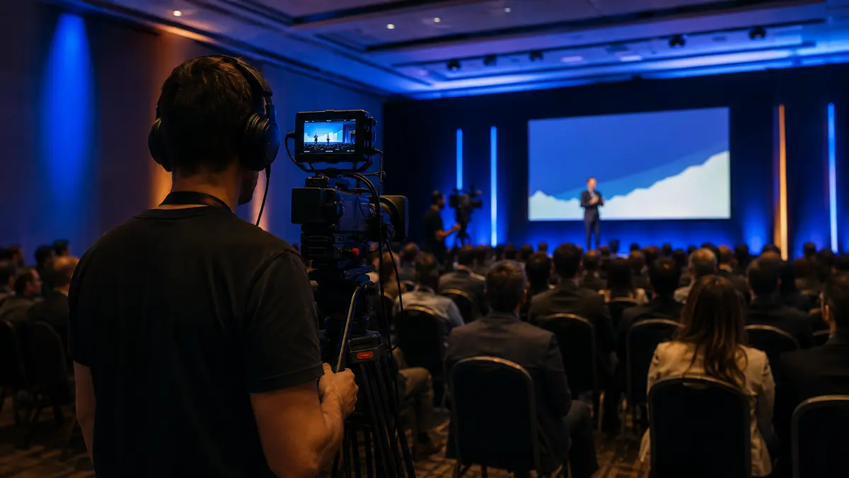 Transmissão ao vivo profissional em evento corporativo