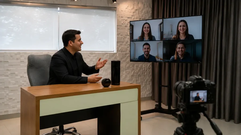 Estúdio para webinars e transmissões ao vivo