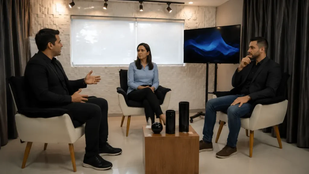 Estúdio para painéis e apresentações corporativas