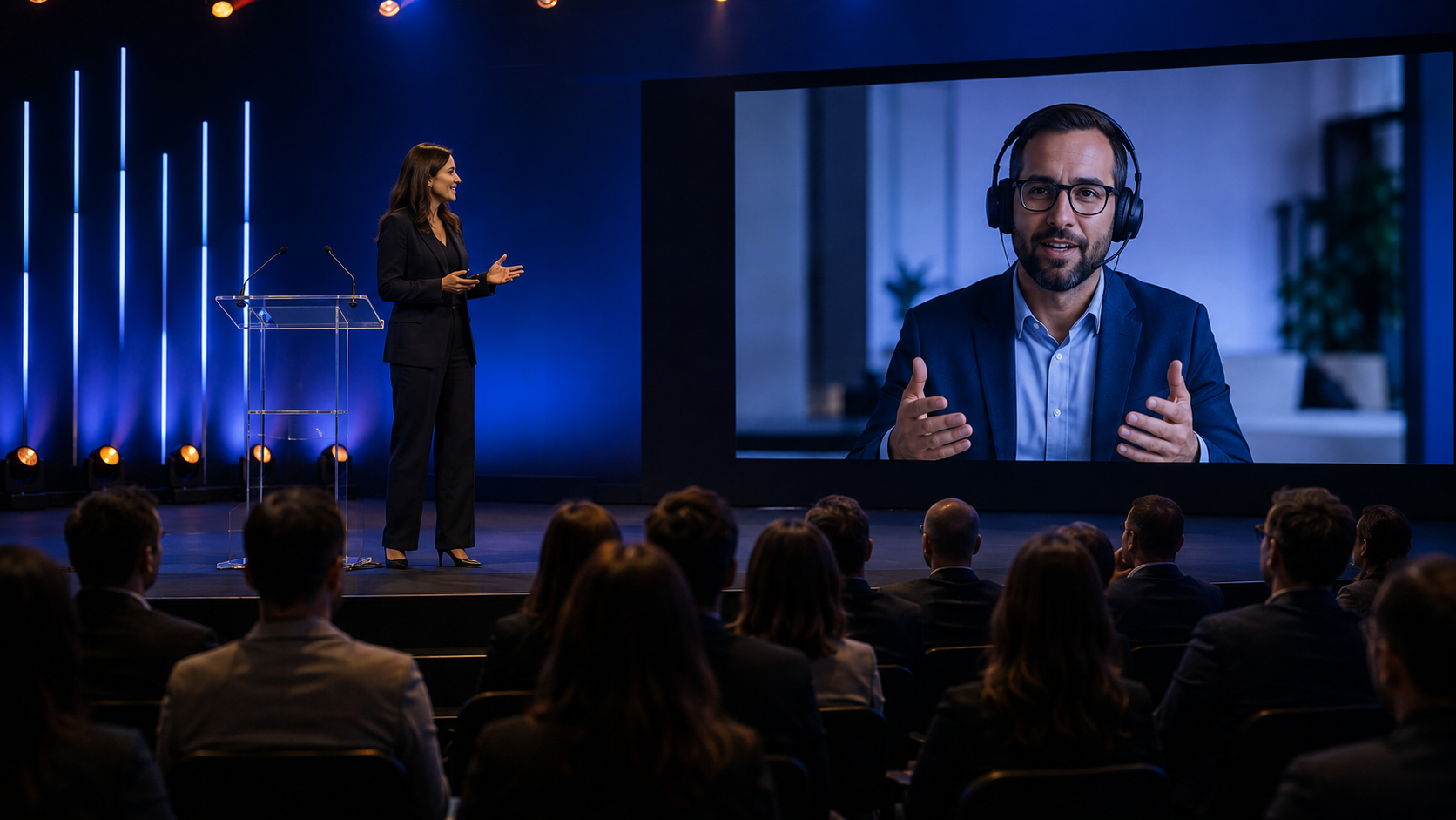 Transmissão ao vivo em formato híbrido com participantes remotos